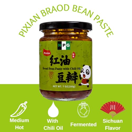 NPG Premium Sichuan Pixian Broad Bean Chili Paste with Red Chili Oil 7 Oz, Salty Fermented Hongyou Doubanjiang, Authentic Ingredient for Hotpots, Mapo Tofu, and Flavorful Sichuan Cuisine
