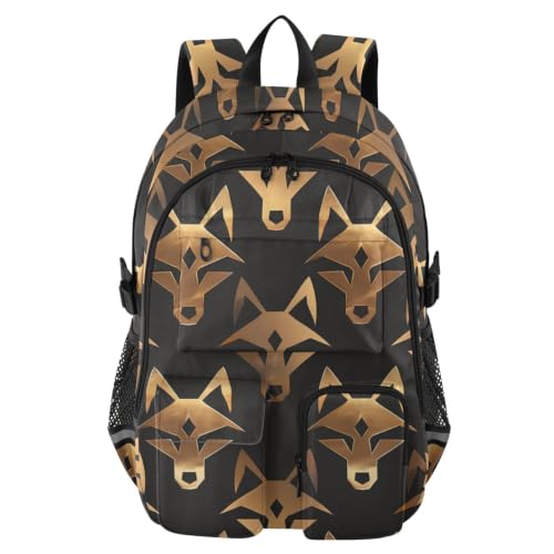 Mochila de viaje para universidad y ordenador portátil estilo lobo anime americano