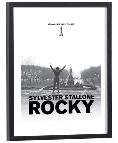 Générique Tableau Film Rocky 30 x 40 cm avec cadre en bois noir inclus - Affiche de film culte