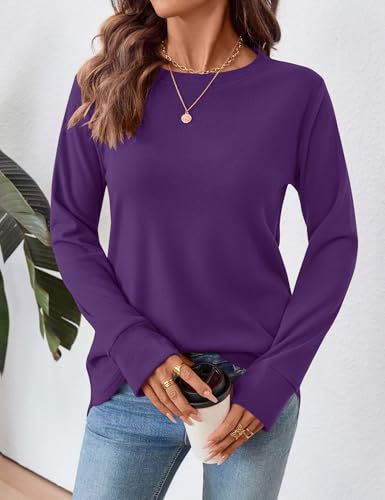 LOMON Womens Tunic Tops to Wear with Leggings Crew Neck Long Sleeve Shirts Casual Fall Tops with Thumb Holes3