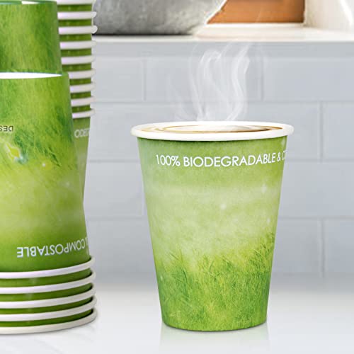 Yes!Fresh 8Oz Disposable Hot Beverage Paper Coffee Cups For Parties,Picnics,Barbecues,Travel And Events, Eco-Friendly,100% Blodegradable&Compostable (8 Oz, 50 Count,Green) #TOP4