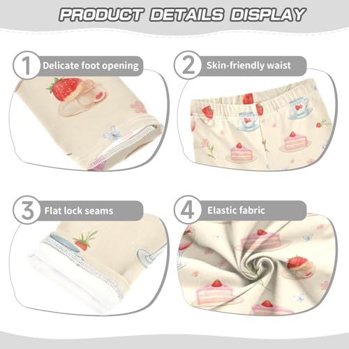 ALAZA Girls' Leggings Children's Yoga Pants Skinny Printed Dance Ice Cream Cake Comfortable 4T2