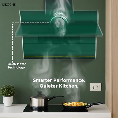 Image of KOCHE LAURA 90 Chimney for Kitchen 90cm | 1650 m /hr Suction | Filterless Heat Auto-Clean | BLDC Motor | Gesture Control | Hydraulic Louvers | Low Noise | 12 Yr Motor Warranty