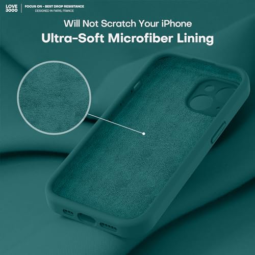 Image of LOVE 3000 Designed for iPhone 13 Case, Premium Silicone with [Camera Protection] [Soft Anti-Scratch Microfiber Lining] Shockproof Protective Phone Case for iPhone 13 Holsters 6.1 inch, Teal