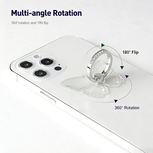 Image of Phone Holder for Hand, Mobile Ring Holder with Strong Grip Support, Multi-Angle Stand for Video Watching and Phone Gripping, Three Silver Diamond Ring Holders