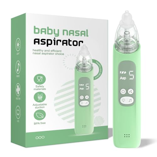 Image of X-Bosak Baby Nasal Aspirator, Electric Nose Sucker with 5 Levels Suction, Soothing Light & Nursery Rhymes (Green)