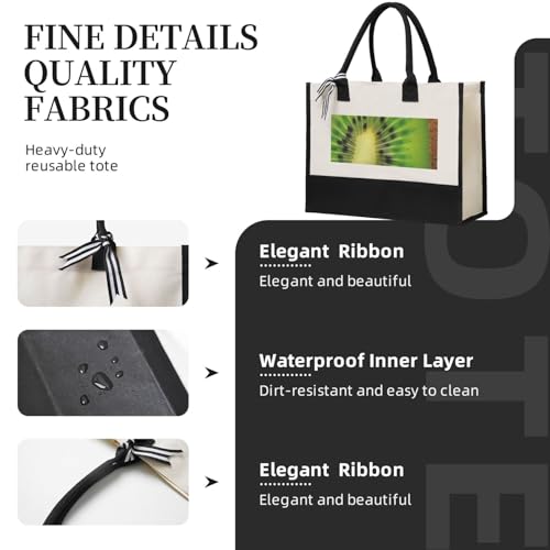 Canvas Tote Bag for Women Beach Tote Purse Reusable Grocery Bag Kiwi texture picture Aesthetic Shopping Bags3