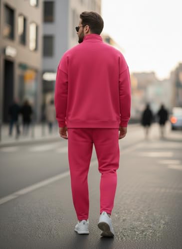 Image of Mack Jonney Solid Half Zipper Track Suit for men | Co-ord Set | Warm Fleece Tracksuit Set | Full Sleeve Sweatshirt