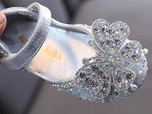 Girls Dress Shoes Mary Jane Flower Glitter Princess Ballet Flats4