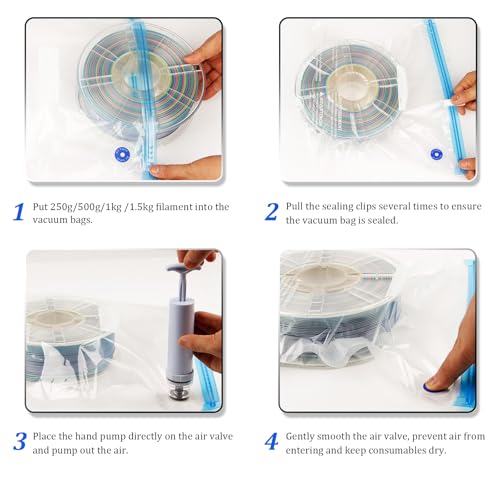 Image of Filament Storage Bags, 30pcs Plus Size 3D Printer Filament Storage Bag, Perfect for 3D Filament Vacuum Bags (15x13 inch)