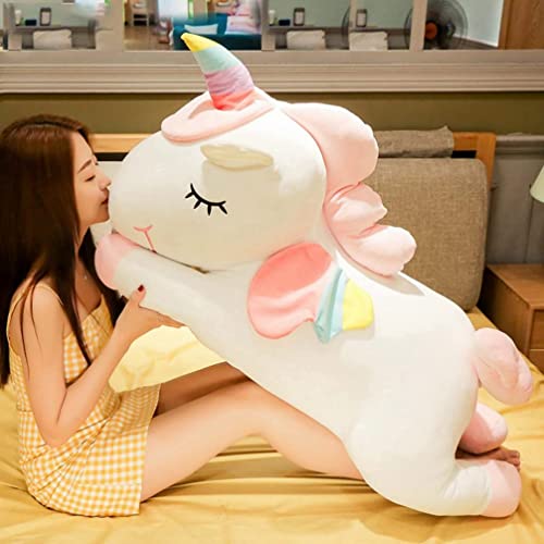 抱きまくら ユニコーン 抱き枕 一角獣 ぬいぐるみ 動物 アニマル 可愛い もこもこ 柔らかい もちもち 横向き寝 クッション 添い寝枕 プレゼント ホワイト 読書枕 安眠枕 洗える 130cm ベッドルーム デスク 気持ちいい