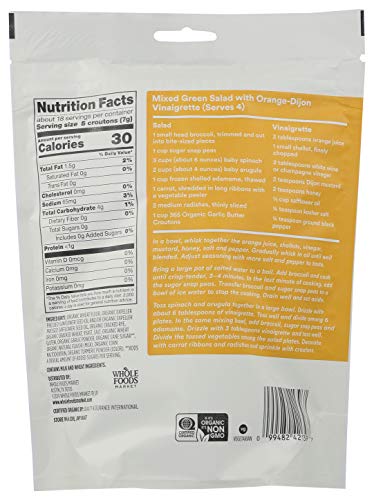 Image of 365 by Whole Foods Market, Organic Butter And Garlic Croutons, 4.5 Ounce (Pack of 2)