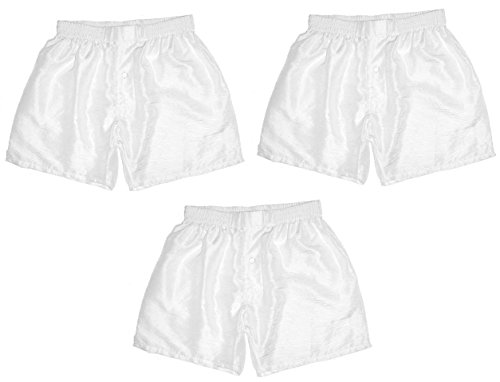 Pure White 100% Silk Boxers Set of Three WHITE – Size 3XL (41”-42”)