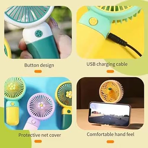Image of MIRADH Mini Handheld Fan (Upto 6 Hours Running) Rechargeable 2000 Mah Battery Operated Portable Fan, Desk Fan, Carry It Anywhere (Yellow)