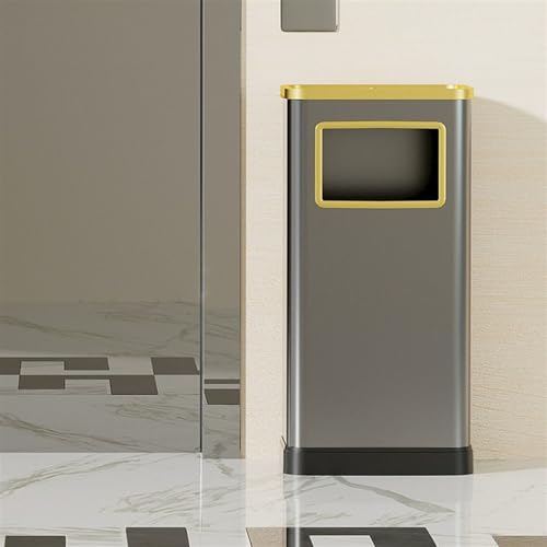 Cubo de basura de acero inoxidable comercial con tratamiento antihuellas negro 7