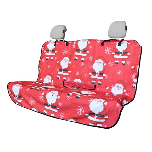 Image of Back Seat Cover for Car Trucks Van SUV Jeep,Waterproof Rear Bench Towel Seat Covers for Dogs and Kids,Automotive Backseat Protector (Santa Claus)