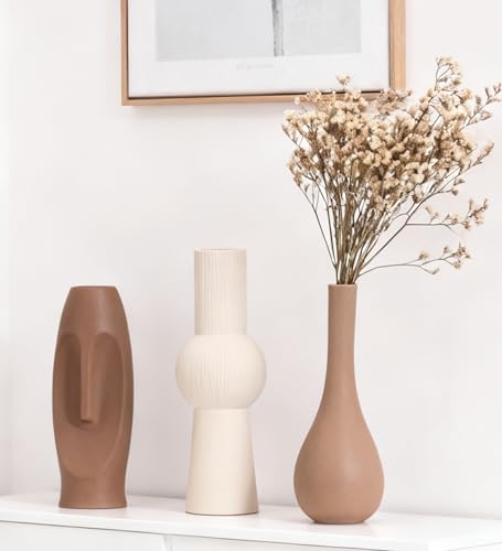 VASETOPIA Set di 3 Vasi in Ceramica, Faccia Vaso Fiore
