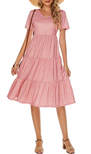 Image of Berydress Women's Casual Summer Tiered Midi Dress 2026 V Neck Boho Sundress