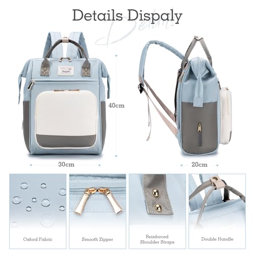 BAGROUPS Wickeltasche Rucksack Großer Wickelrucksack mit Multifunktions Reiserucksack Handgepäck Flugzeug 40x30x20 cm Wizzair Travel Backpack Carry On Luggage Diaper Bag für Mama & Papa Unterwegs Blau – Bild 6