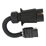 ERYUE Enchufe de Adaptador de Alambre del Remolque, Adaptador de Remolque de 7 Pines a 4 Pines, Enchufe del Conector del Remolque Redondo Al Plano para Luces de Vehículos Recreativos,