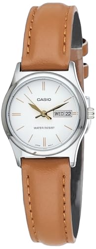 Casio Montre Quartz Blanc-Marron : Idéale pour le Travail et les Sorties