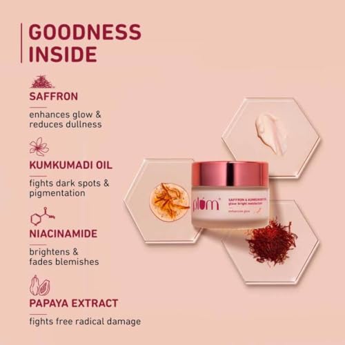 Plum Saffron & Kumkumadi Oil Daily Glow Bright Moisturizing Cream | Lightweight Moisturizer to Brighten Skin, Enhance Glow | With SPF 35 | UVA/UVB... - Image 4