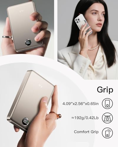 Image of iWALK Magnetic Portable Charger, Qi2 Certified 15W Magnetic Power Bank with LED Display, 30W PD Fast Charging, 10,000mAh Battery Pack, Ergonomic Design, for iPhone 17 /16 /15 /14 /13 /12 Series