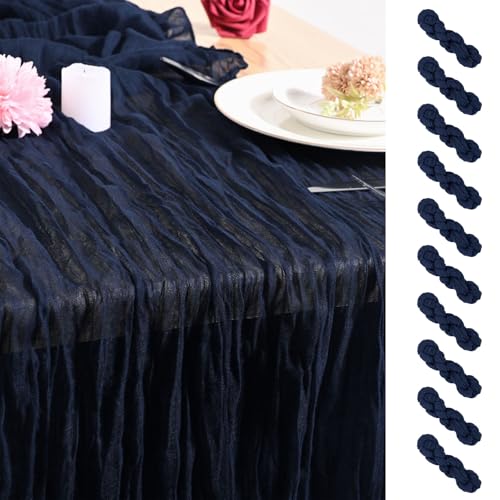 Chemin de table sans repassage étamine marine 10 pièces décoration table rapide