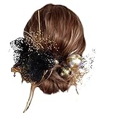 髪飾り 成人式 振袖 卒業式 袴 結婚式 前撮り 謝恩会 披露宴 二次会 七五三 入学式 舞台 演奏会 パーティー お呼ばれ 浴衣 祭り デート｜豪華胡蝶蘭造花＆本物プリザーブドフラワー 水引き・和玉付きヘッドドレス｜和装・洋装兼用 ヘアアクセサリー｜着物 浴衣 ポニーテール アップスタイルに映える9612 (黒胡蝶蘭/ゴールド)