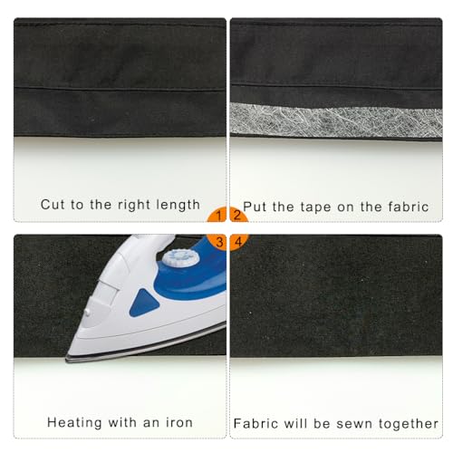 140 yards 12 inch iron on hemming tape 2 rolls adhesive no sewing hemming tape stitch witchery tape for crafting projects blackwhite