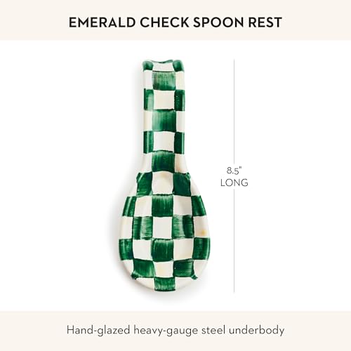 MACKENZIE-CHILDS Enamel Spoon Rest, Green-and-White Emerald Check by MACKENZIE-CHILDS - Image 4