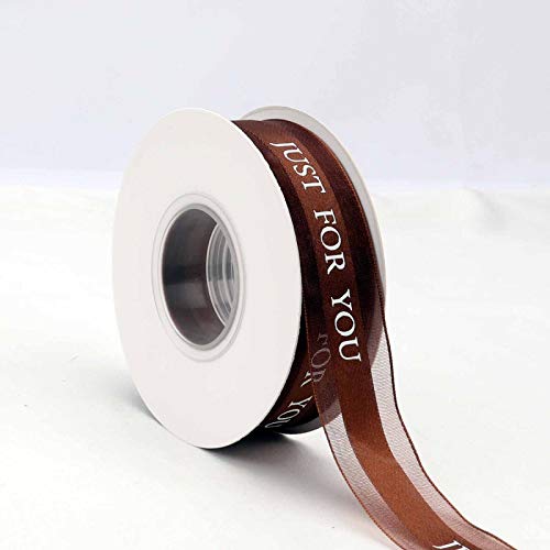 1 Inch Brown Chiffon Ribbon, Just For You Ribbon For Gift Wrapping, Holiday Party, Wedding Decorations, 22 Yards Gift Wired Ribbon For Balloons, Sewing, Floral Diy, And Classroom Decor #TOP1