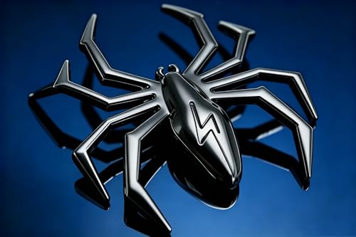 Image of 3D Spider Chrome Emblem Badge Sticker Decoration for Car, Truck, Motorcycle, RV, Scooter, SUV, Door, Window (Black Flash Spider)