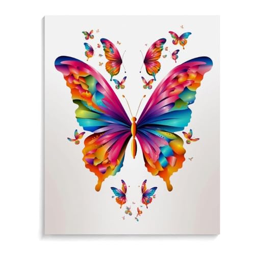 Kit peinture numéro papillon coloré pour adultes et débutants avec toile 24 couleurs art moderne