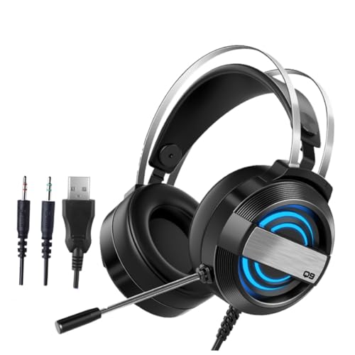 NUOBESTY Auriculares para PC Auriculares con Luz para Computadora Prácticos para Micrófono USB