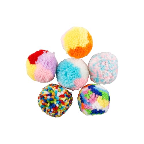 Tabanzhe 6 Pcs Cat Pom Pom Balls 2 In Rainbow Cat Toy Balls Soft Plush Cat Ball Assorted Color Small Cat Toy Balls Plush Kitty Soft Balls Woolen Yarn Puffs For Indoor Cats Kitten Exercising Playing