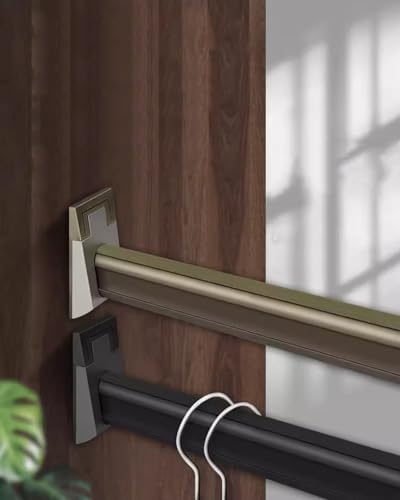 Adjustable Non-Slip Closet Rod with Rubber Ends - Heavy Duty Wardrobe Hanger Bar, Cuttable for Bathroom, Cloakroom & Cupboard, 30cm to 170cm (Black, 115cm)