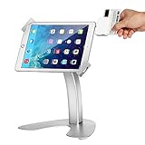 SMONET Desktop Anti-Theft Kiosk & Pos iPad Stand Holder Enclosure with Lock and Key for Tablets iPad, iPad Air, iPad Mini, 9.7 inch iPad Pro, Samsung Tablets (Silver)
