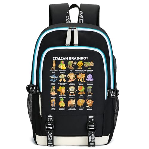 DIOMMELL Funny Italian Characters Brainrot Backpack Canvas Capacity Roomy Backpack Laptop Backpack