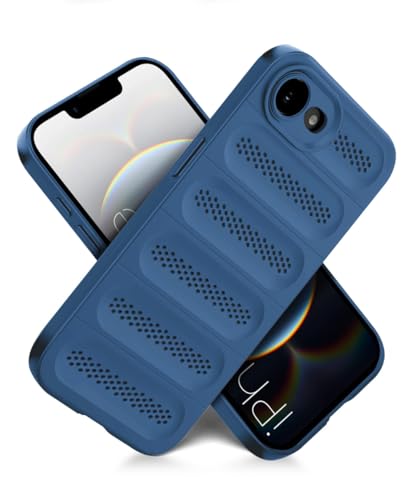 Image of WOW IMAGINE Ultimate Silicone Back Cover Case for iPhone 16e | iPhone 17e | Heat Dissipation Thin Soft TPU | 360 Camera Protection | Breathable Cooling Holes - Deep Blue