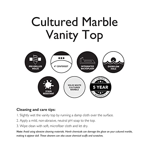 Design House 586198 Cultured Marble Vanity Top 31X19, Solid White #TOP2