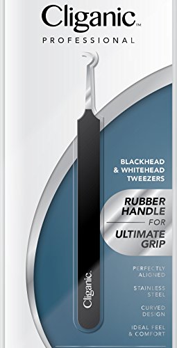 Blackhead Tweezer Extractor - Professional Curved Needle Blackhead Remover Tool | Rubber Handle for Ultimate Grip, Stainless Steel | for Splinter, Comedone, Acne, Whitehead, Blemish, Pimple & Zit