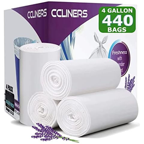 CCLINERS 4 Gallon Trash Bag Lavender Scented (440 Count) Small Bathroom Garbage Bags Wastebasket Can Liners White Trash Bags for Home Kitchen Office Bins (440 Bags) Cover