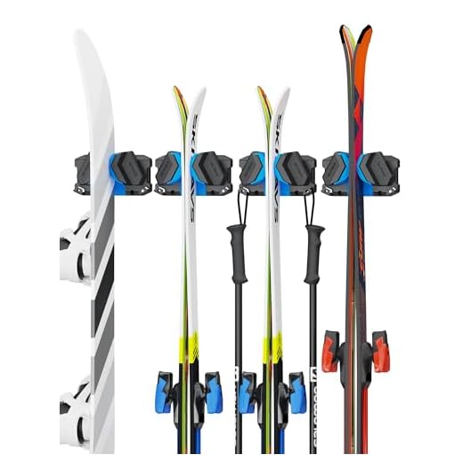 Skifavs Ski Wall Mount, Ski Snowboard Storage Rack Tool Organizers Wall Mount, Ski Storage Rack for Garage Organizer, Fits Any Ski or Snowboard, Heavy Duty Nonslip Snowboard Wall Storage Rack - Blue