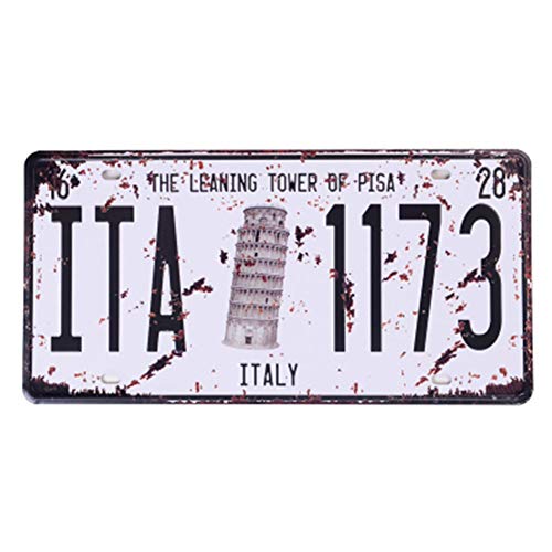 Shinewe Placa de matrícula de coche para casa/cafetería/bar/restaurante/exposición, decoración de pared vintage 15 x 30 cm (Italia 1173)