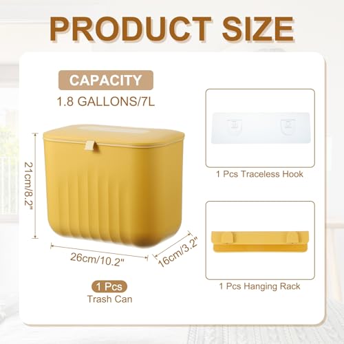 Caneca de basura pequeña colgante 7L plástico amarillo miniatura 2