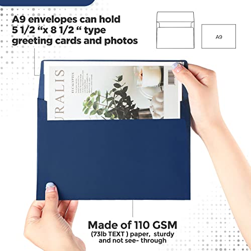 Harloon 100Pcs A9 Invitation Envelopes, Greeting Card Envelopes, Navy Blue by Harloon - Image 4
