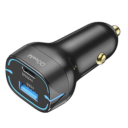 QGeeM Car Charger, USB Car Charger Adapter with USB C Power Delivery & Quick Charge 3.0/4.0, Compatible with iPhone 12/11