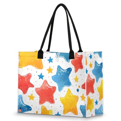Jelly Stars Tote Bag for Women Large Beach Bag Reusable Tote Bags for Work Travel Beach Shopping