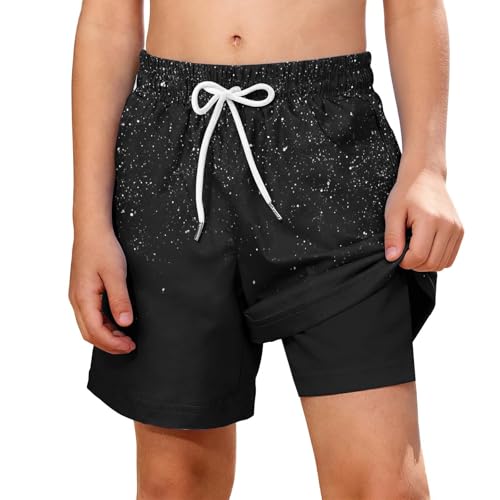 Pantalones cortos de natación 2 en 1 para niños, pantalones cortos de playa para niños, pantalones cortos casuales de verano con cordón, secado rápido, ligeros, protección solar, deportes, surf